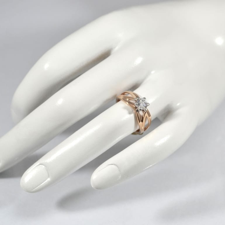 Rose gold engagement ring with cubic zirconia