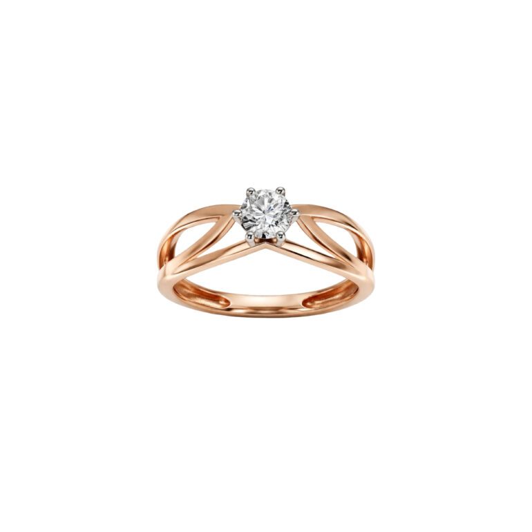 14ct Rose Gold Ring With Cubic Zirconia