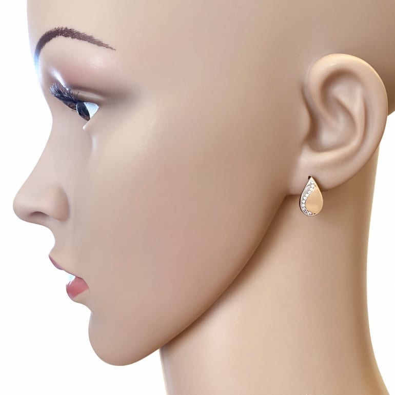 14ct rose and white gold earrings with cubic zirconia