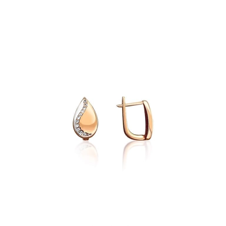 Rose and white gold earrings with cubic zirconia