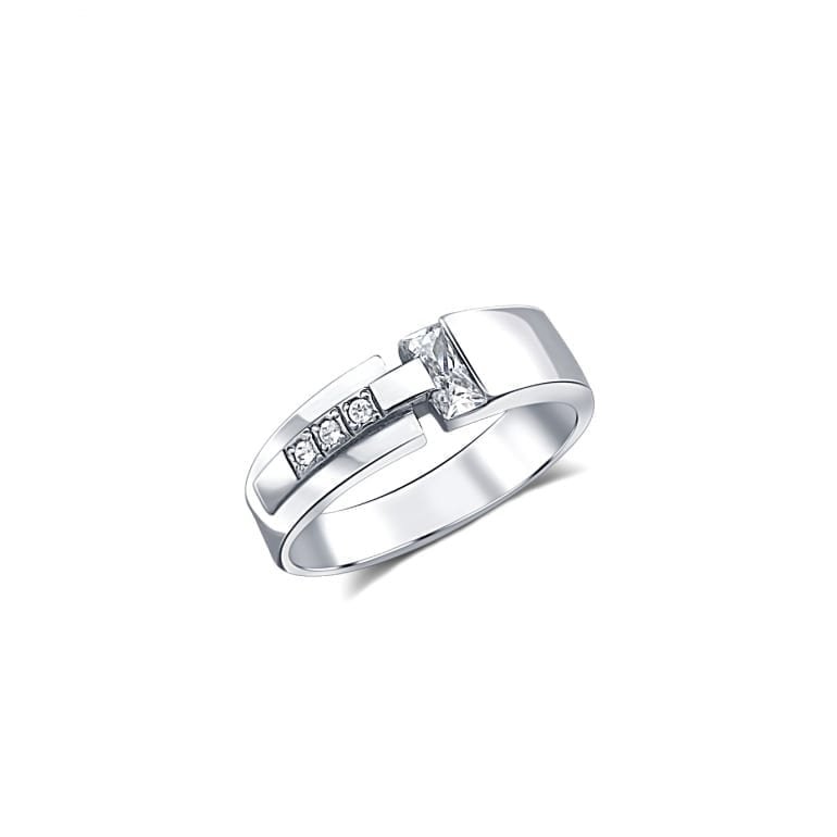 White gold ring with cubic zirconia