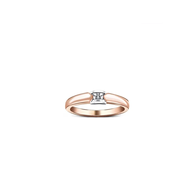 14ct Rose Gold Ring With Diamond