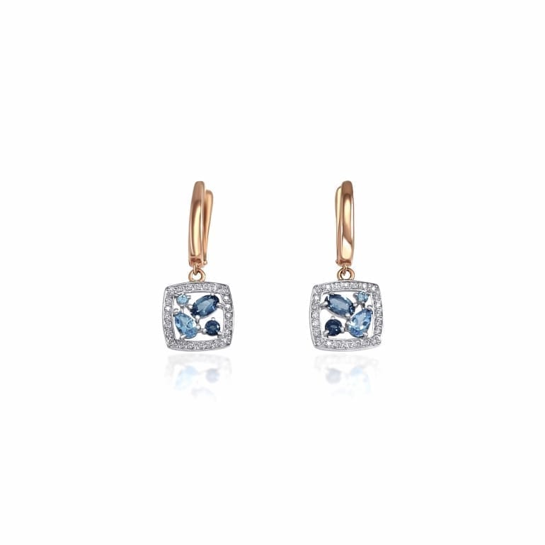 Rose gold earrings with topaz