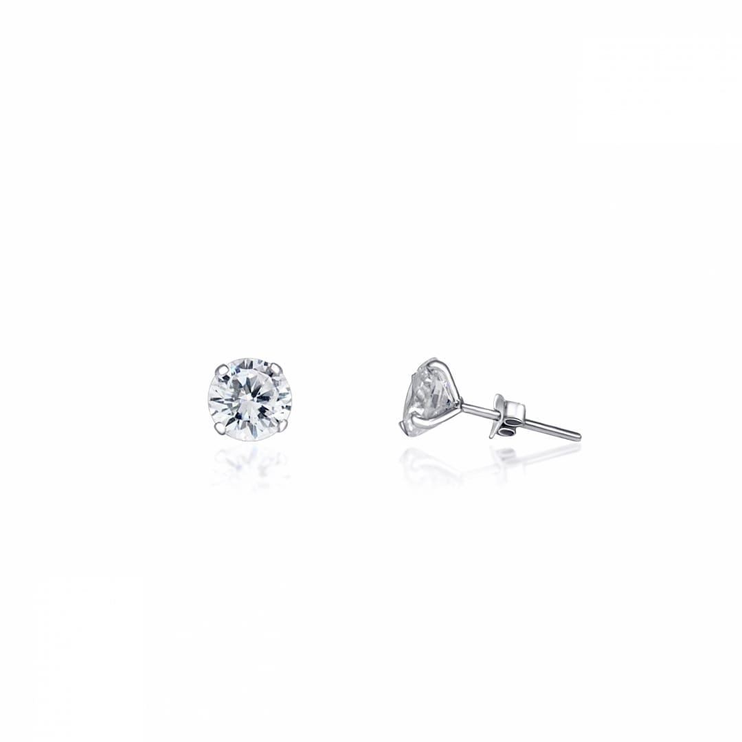 Sterling Silver Stud Earrings With Cubic Zirconia