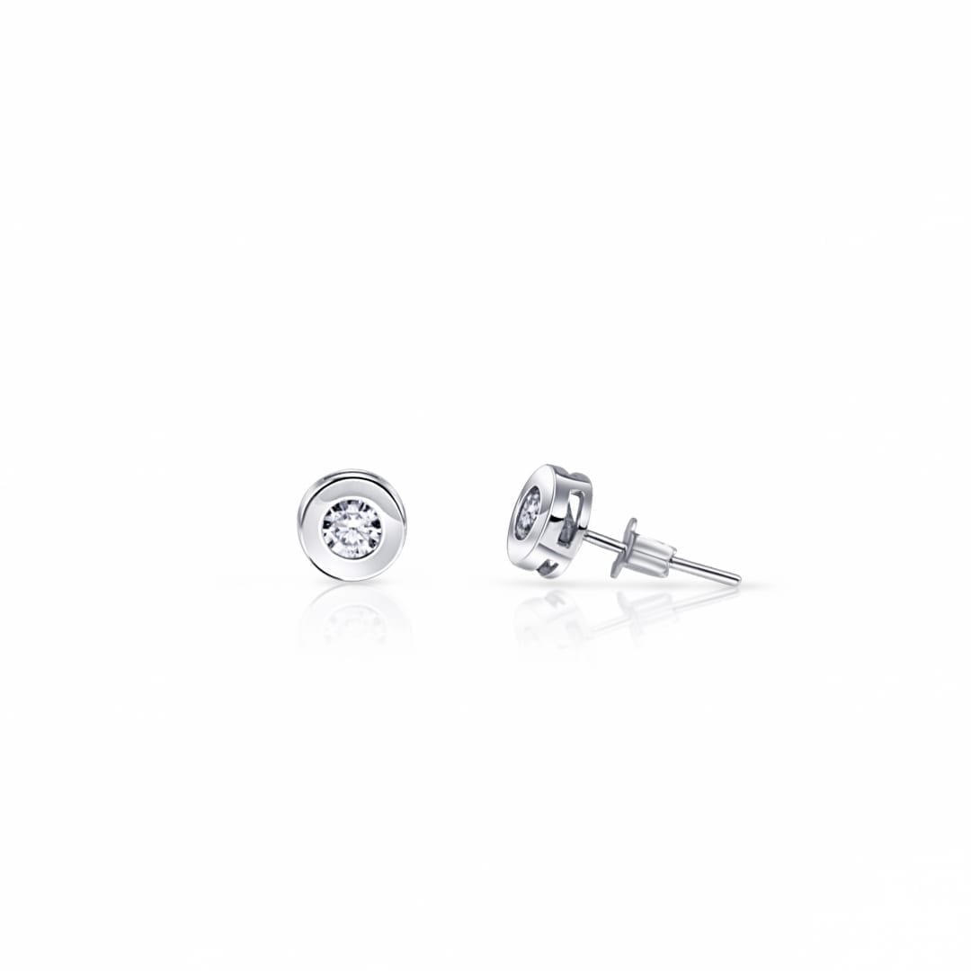 White Gold Stud Earrings With Cubic Zirconia