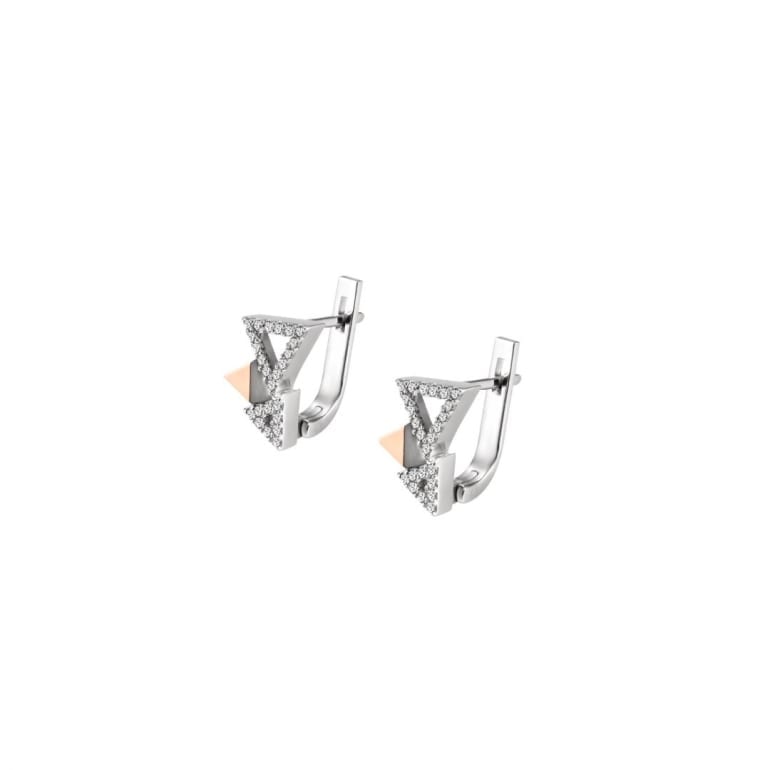 Sterling silver earrings with gold plates and cubic zirconia