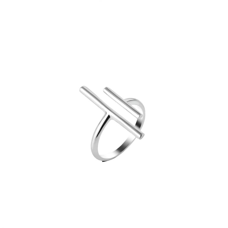 Minimalistic geometric sterling silver ring