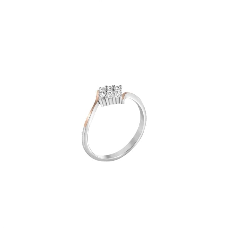 Sidabrinis žiedas su auksinėmis plokštelėmis ir cirkoniu