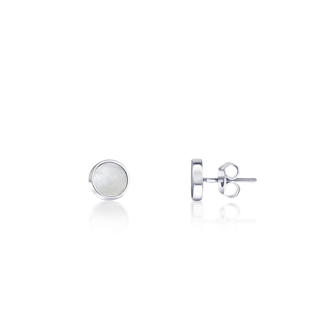 Sterling silver stud earrings with mother of pearl