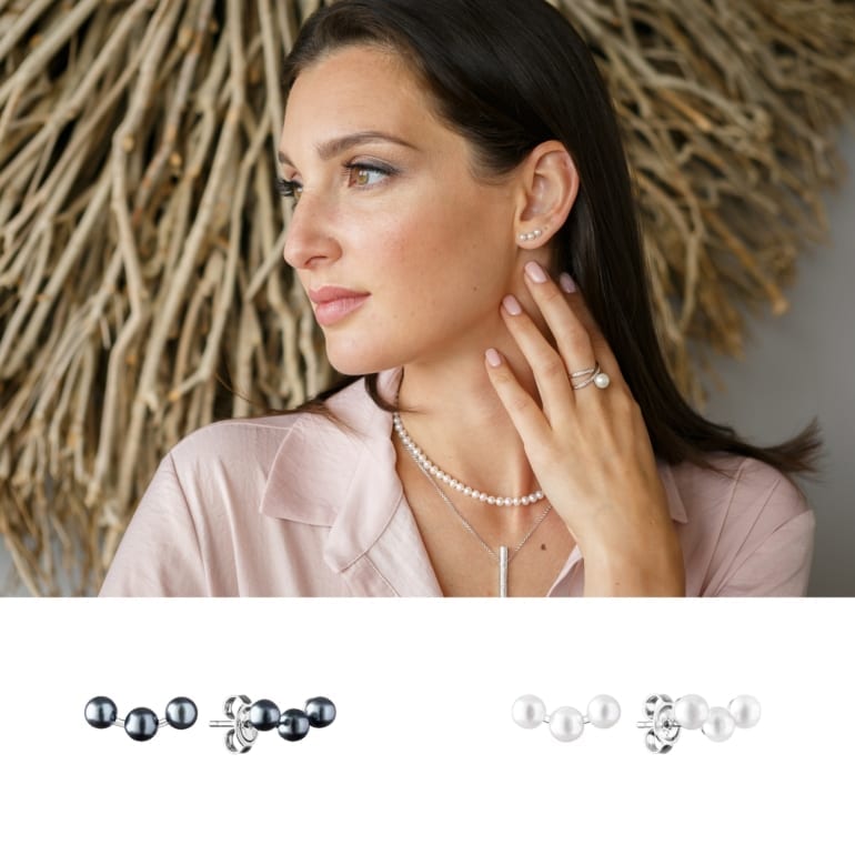 Sidabriniai Auskarai Su Perlais