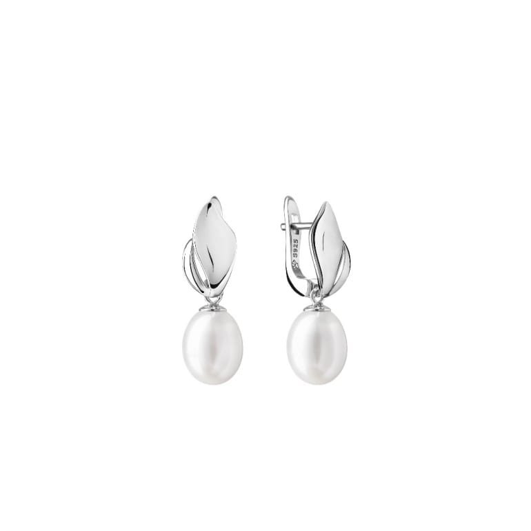 Sterling silver earrings with cultivated pearls
