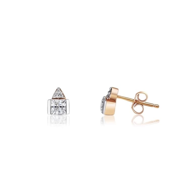 Rose gold stud earrings with cubic zirconia