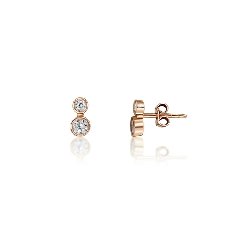 Rose gold stud earrings with cubic zirconia