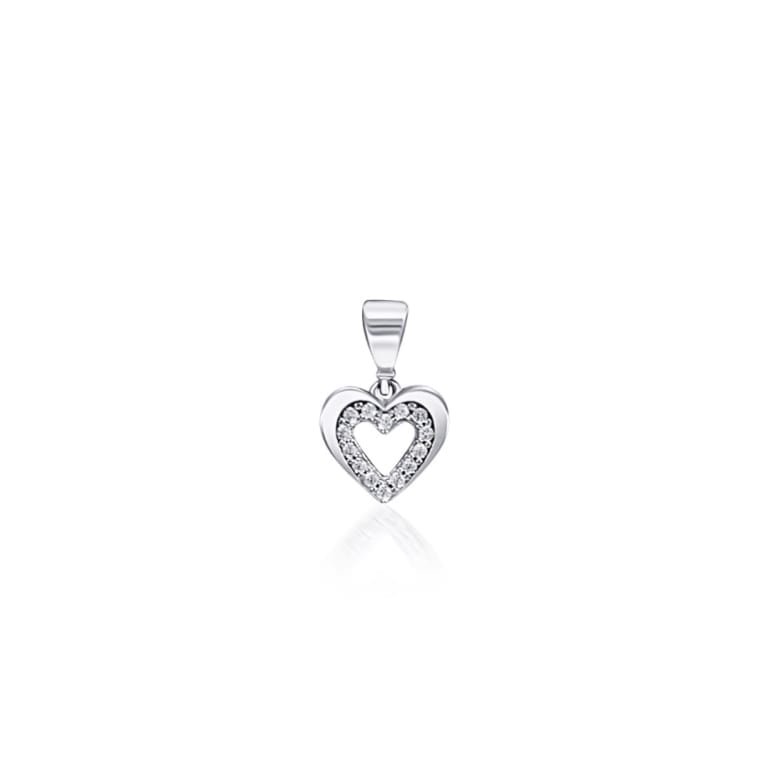 White gold pendant with cubic zirconia heart