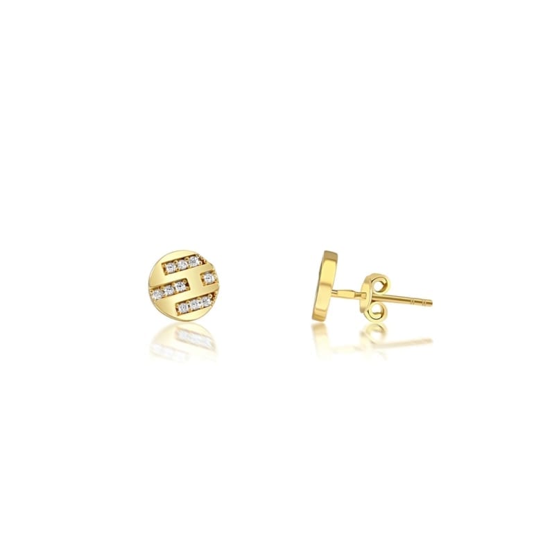 Yellow gold earrings with cubic zirconia