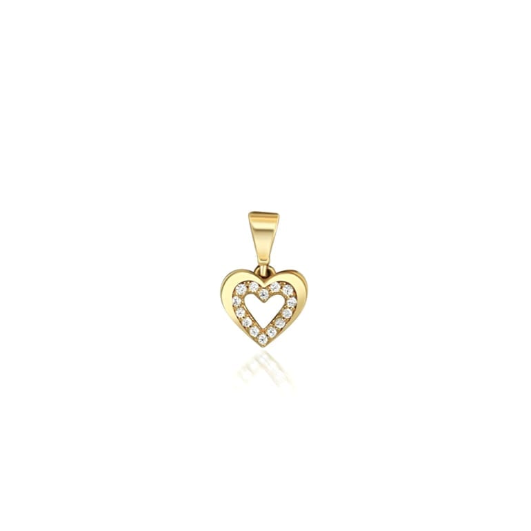 Yellow gold pendant with cubic zirconia heart