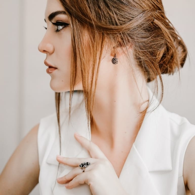 Sterling silver earrings with gold plates and cubic zirconia