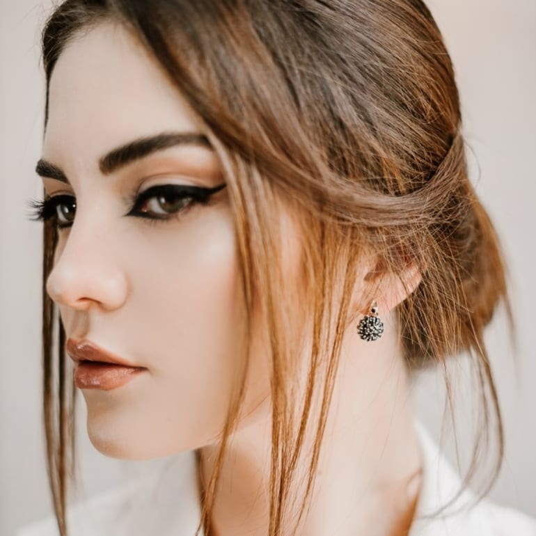 Sterling silver earrings with gold plates and cubic zirconia