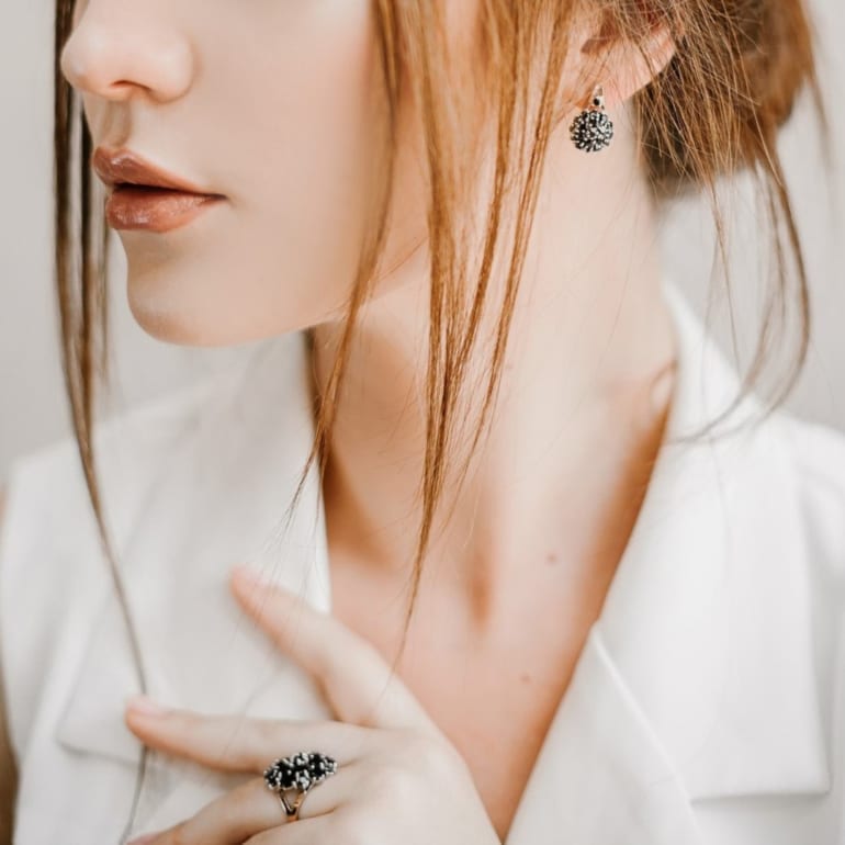 Sterling silver earrings with gold plates and cubic zirconia