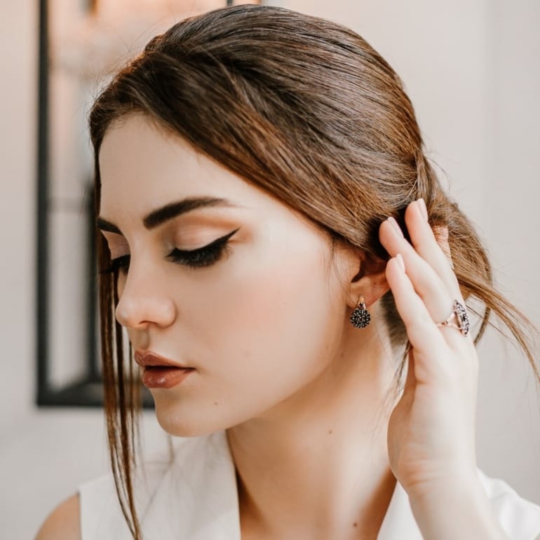 Sterling silver earrings with gold plates and cubic zirconia