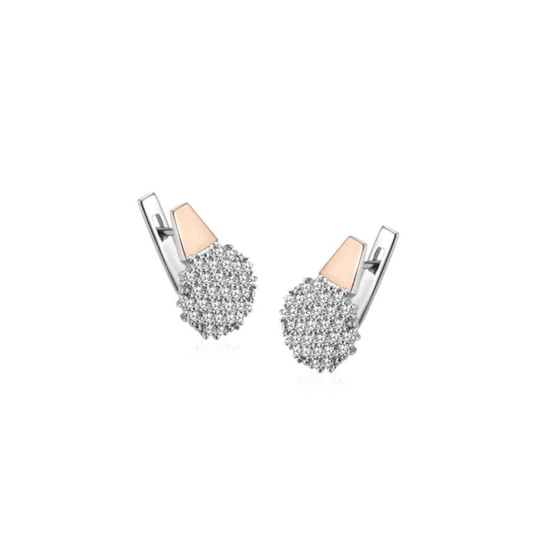 Sterling silver earrings with gold plates and cubic zirconia