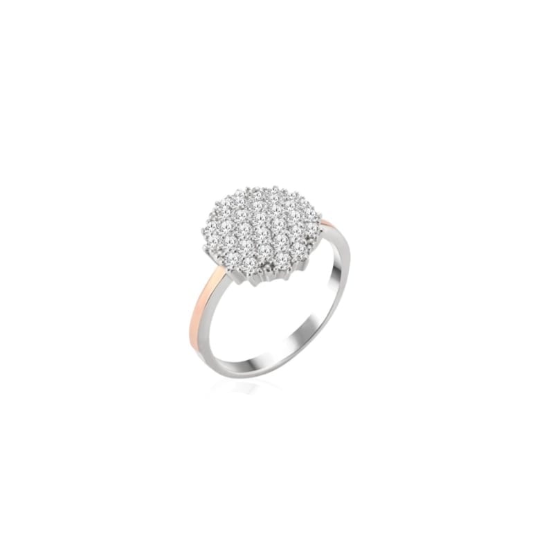 Sterling silver ring with gold plates and cubic zirconia