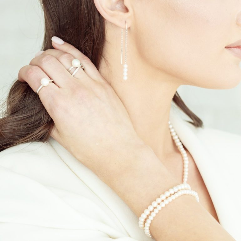 Sterling Silver Ring With Cultivated Pearl And Cubic Zirconia