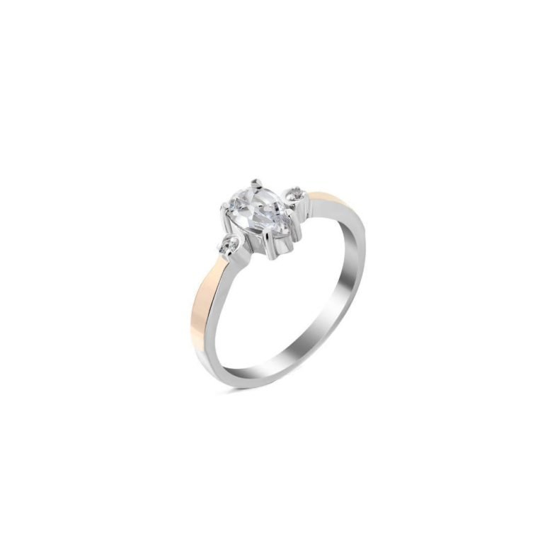 Sterling silver ring with gold plates and cubic zirconia