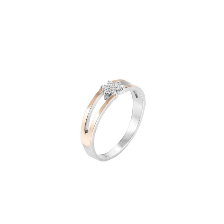 Sterling Silver Ring With Gold Plates And Cubic Zirconia