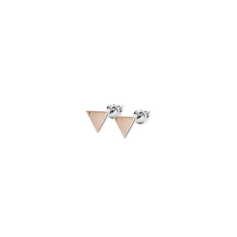 trikampiai sidabriniai auskarai su auksinėmis plokštelėmis