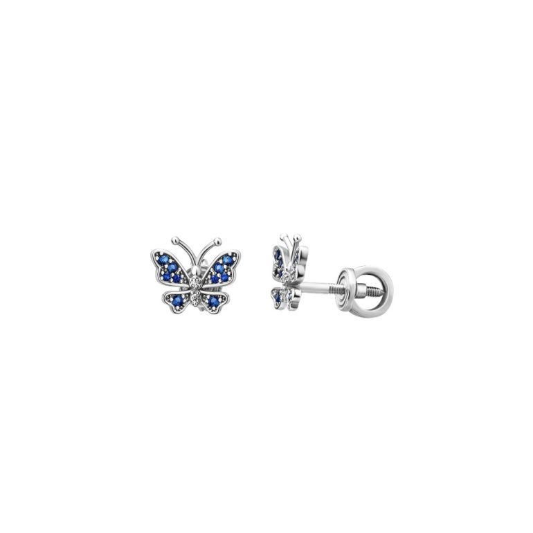 Sterlin silver earring with cubic zirconia butterfly