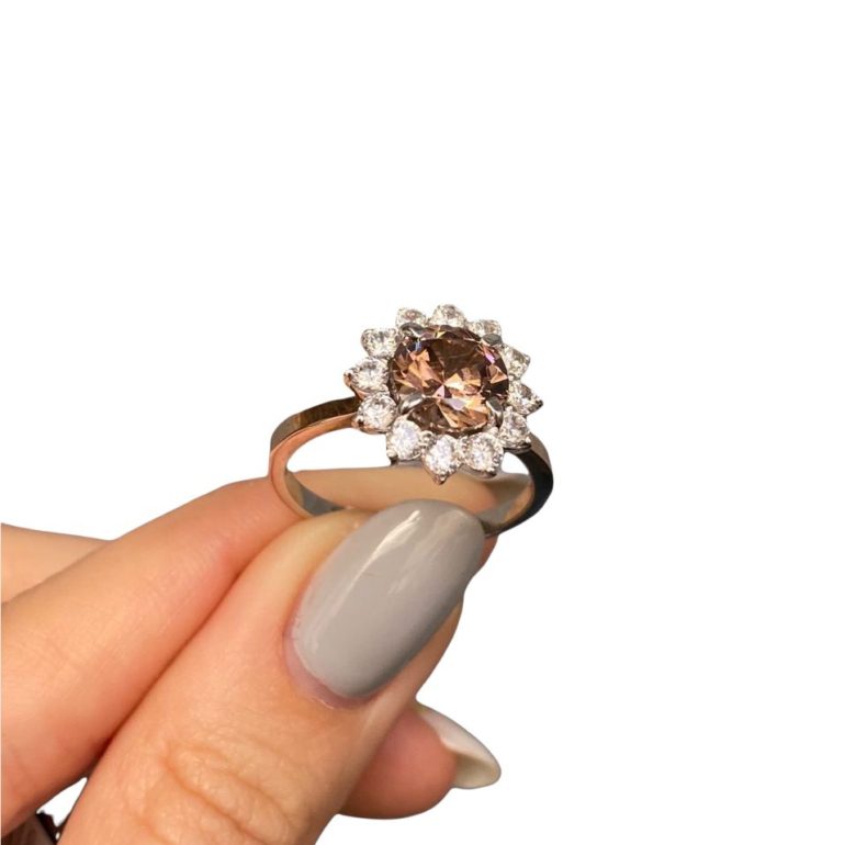 Sterling Silver Ring With Gold Plates And Cubic Zirconia