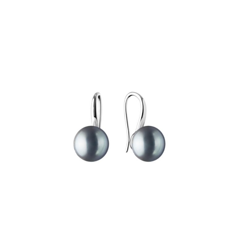 sidabriniai auskarai su juodais kultivuotais perlais