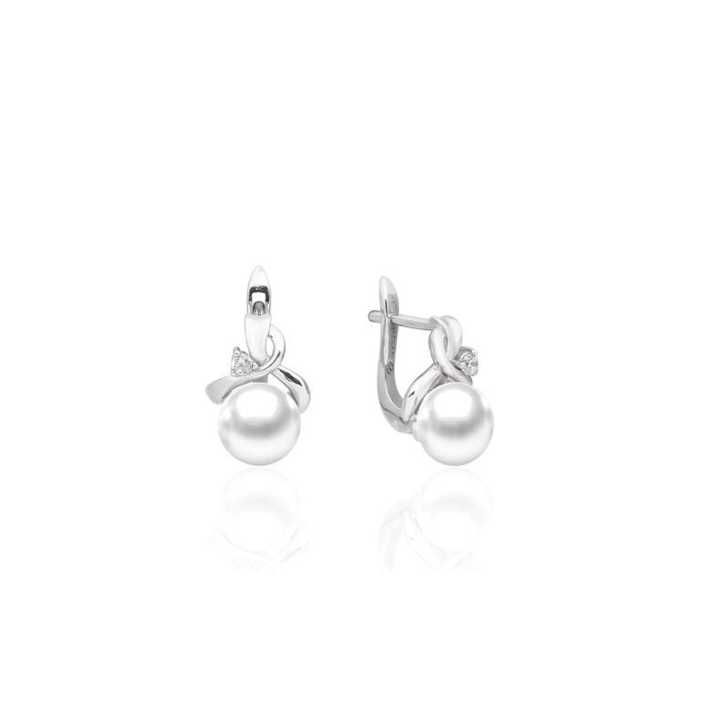 sterling silver earrings with cultivated pearls and cubic zirconia