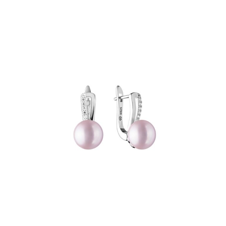 sterling silver earrings with cultivated pearls and cubic zirconia