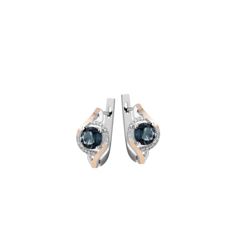 sterling silver earrings with gold plates, alpanit and cubic zirconia