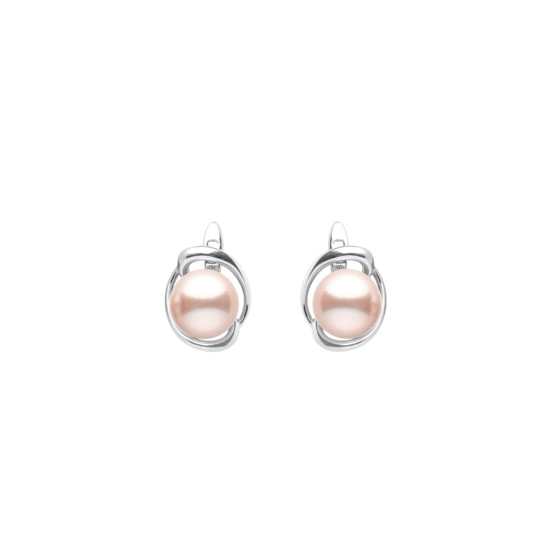 sterling silver earrings with peach cultivated pearls