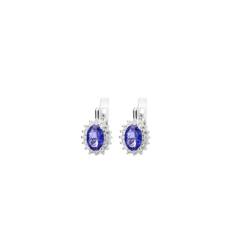 sterling silver earrings with tanzanite and cubic zirconia
