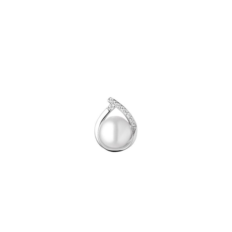 Sterling silver pendant with cultivated pearl and cubic zirconia