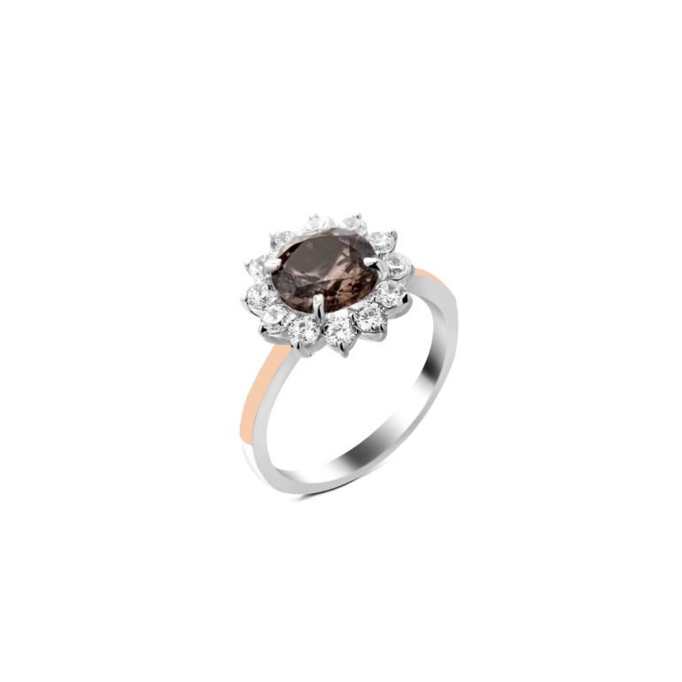 sterling silver ring with gold plates and cubic zirconia