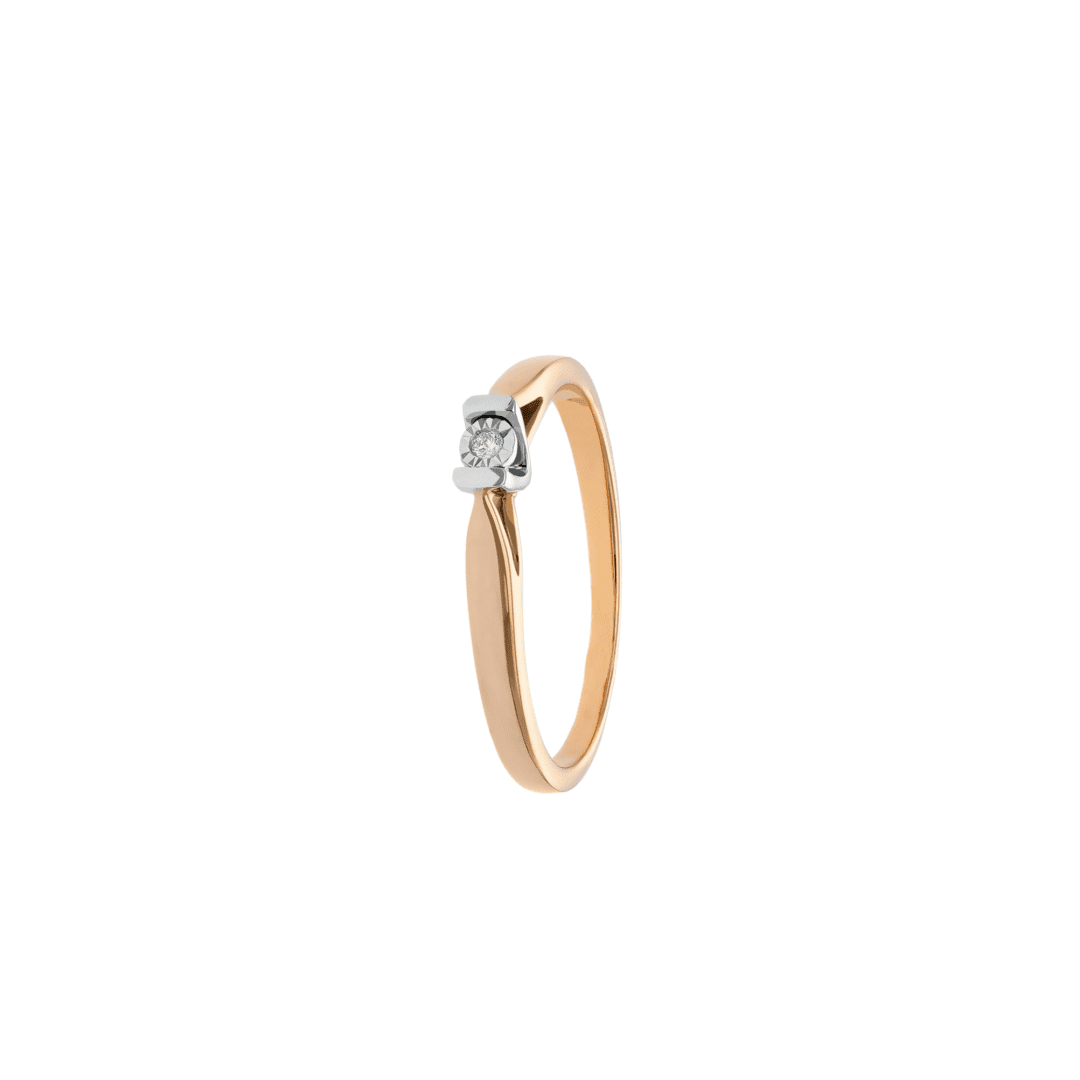 14ct white and rose gold ring with diamond