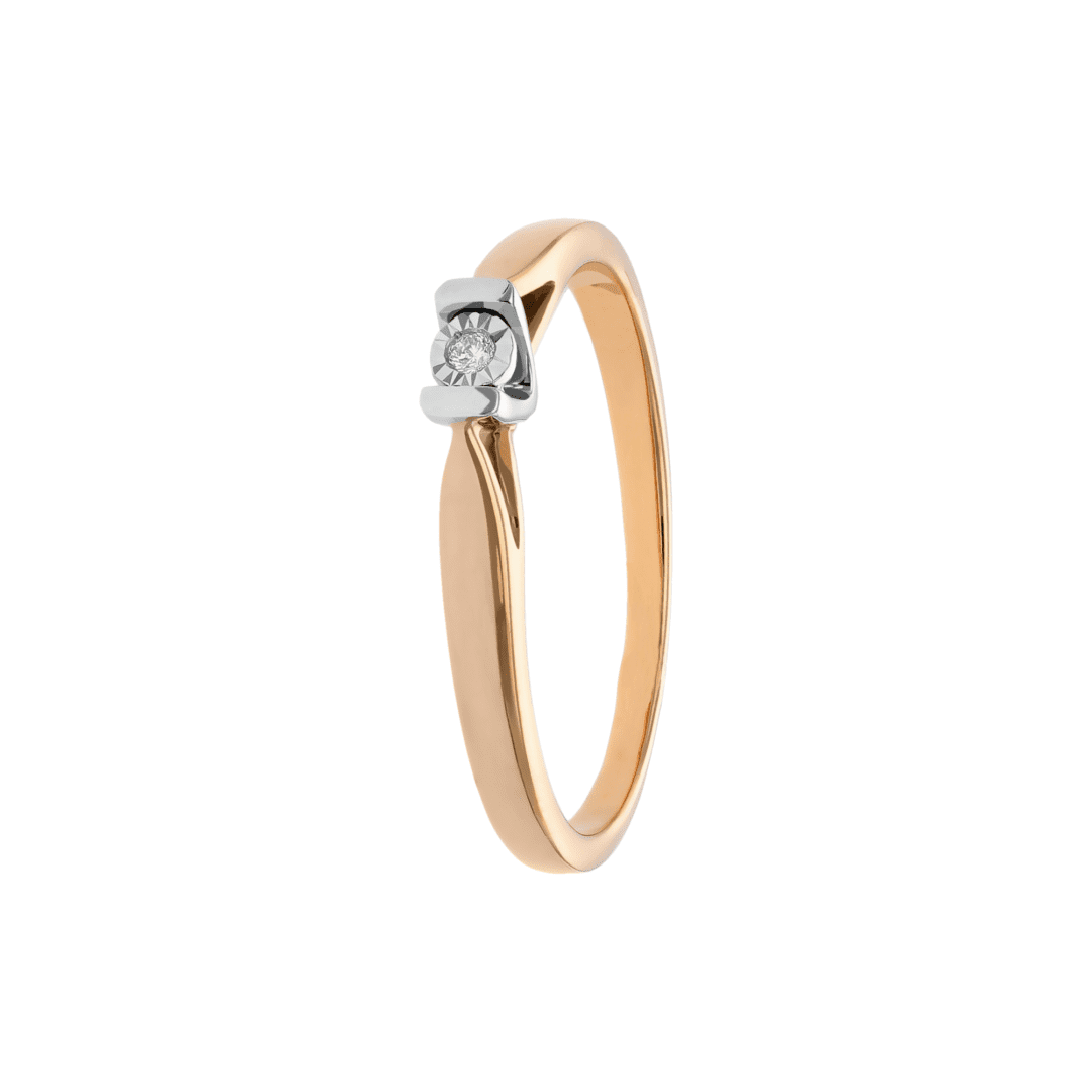 14ct white and rose gold ring with diamond