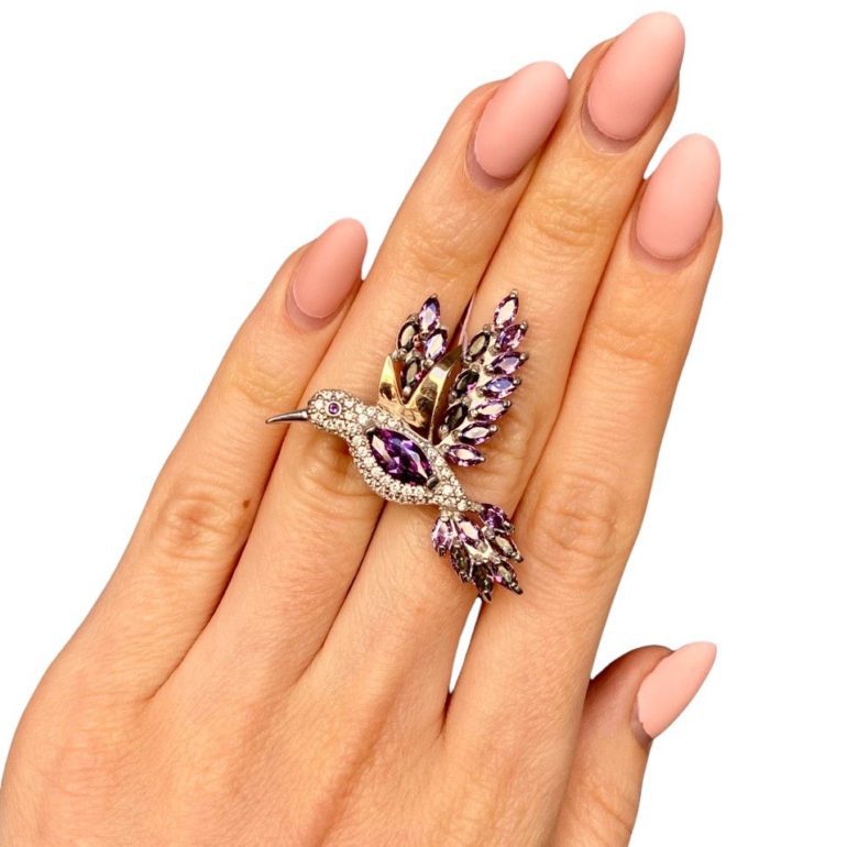 Sidabrinė Sagė Su Auksinėmis Plokštelėmis, Alpanitu Ir Cirkoniu