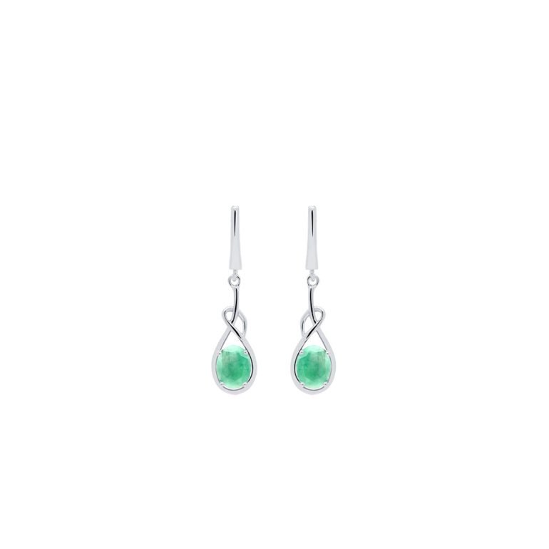sterling silver earrings with emerald