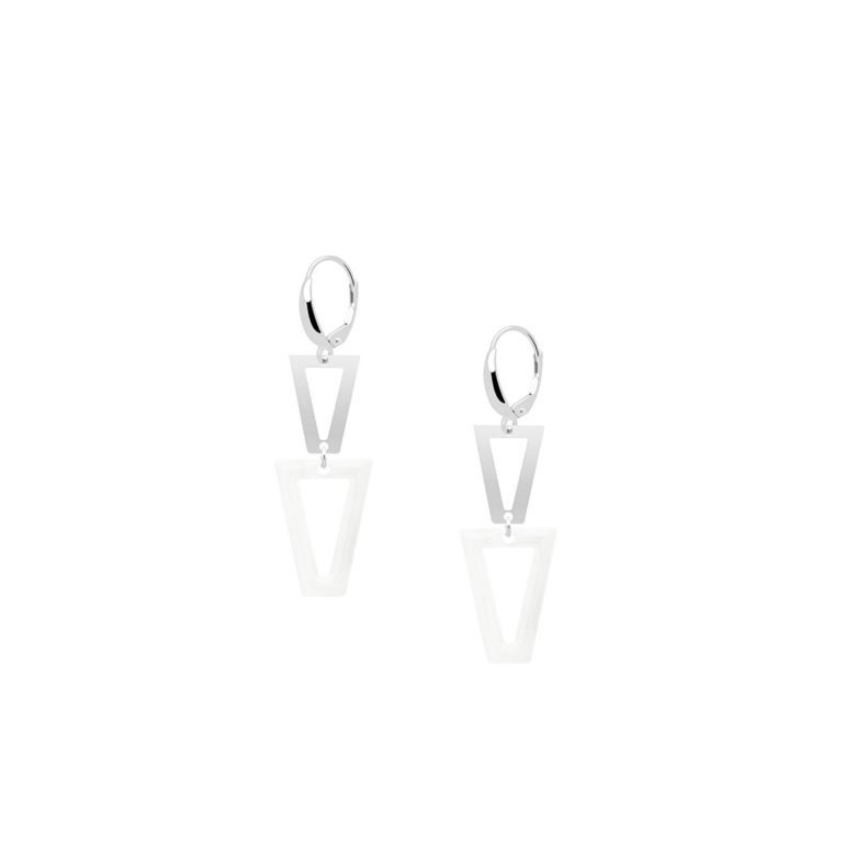 sterling silver earrings with white enamel
