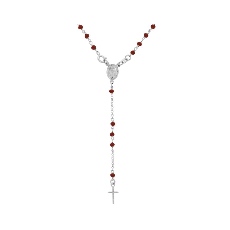 sterling silver necklace with agate - rosary