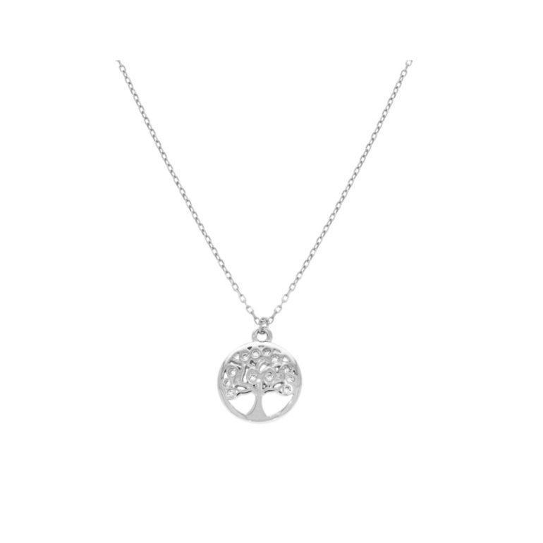 sterling silver necklace with cubic zirconia - tree of life