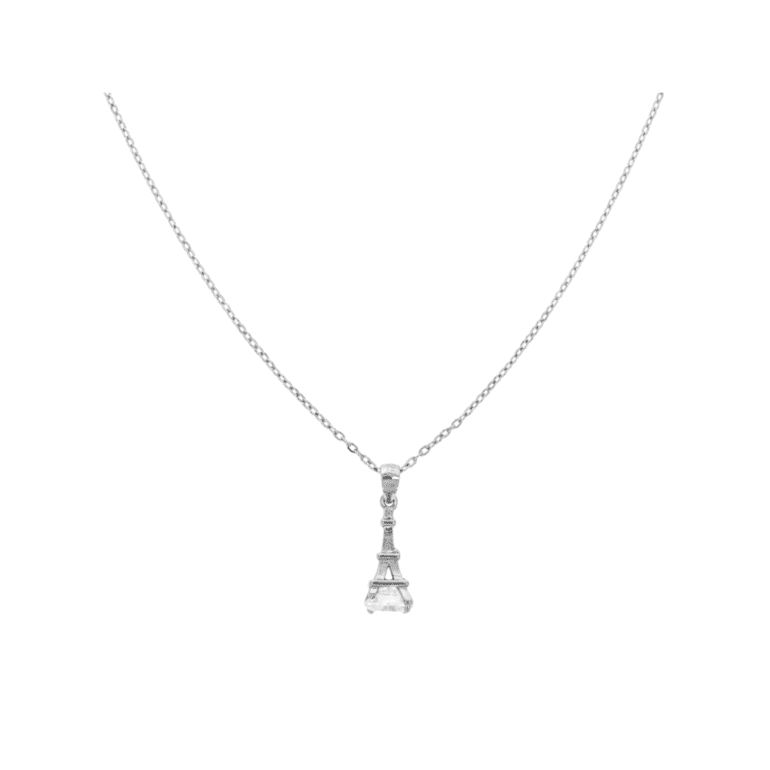 sterling silver necklace with cubic zirconia - Eiffel tower