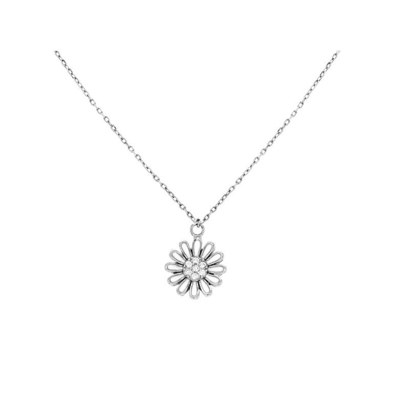 sterling silver necklace with cubic zirconia - flower