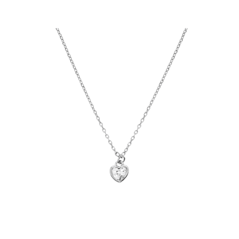 sterling silver necklace with cubic zirconia - heart